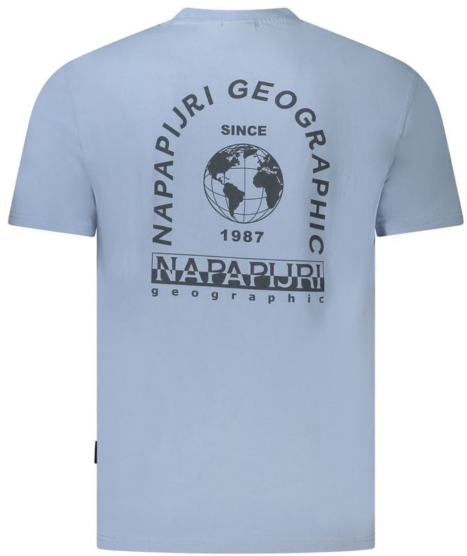 Napapijri Napapijri Light Blue Cotton Men T-Shirt Blauw