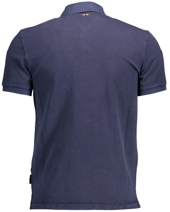 Napapijri Blue Cotton Men Polo Shirt Blauw
