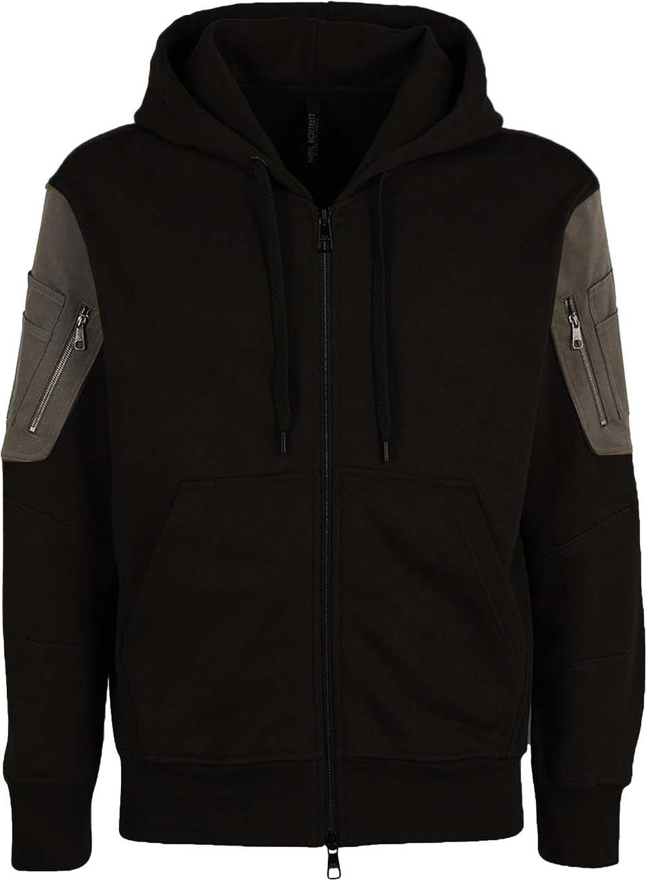Neil Barrett Cotton Logo Hooded Sweatshirt Zwart