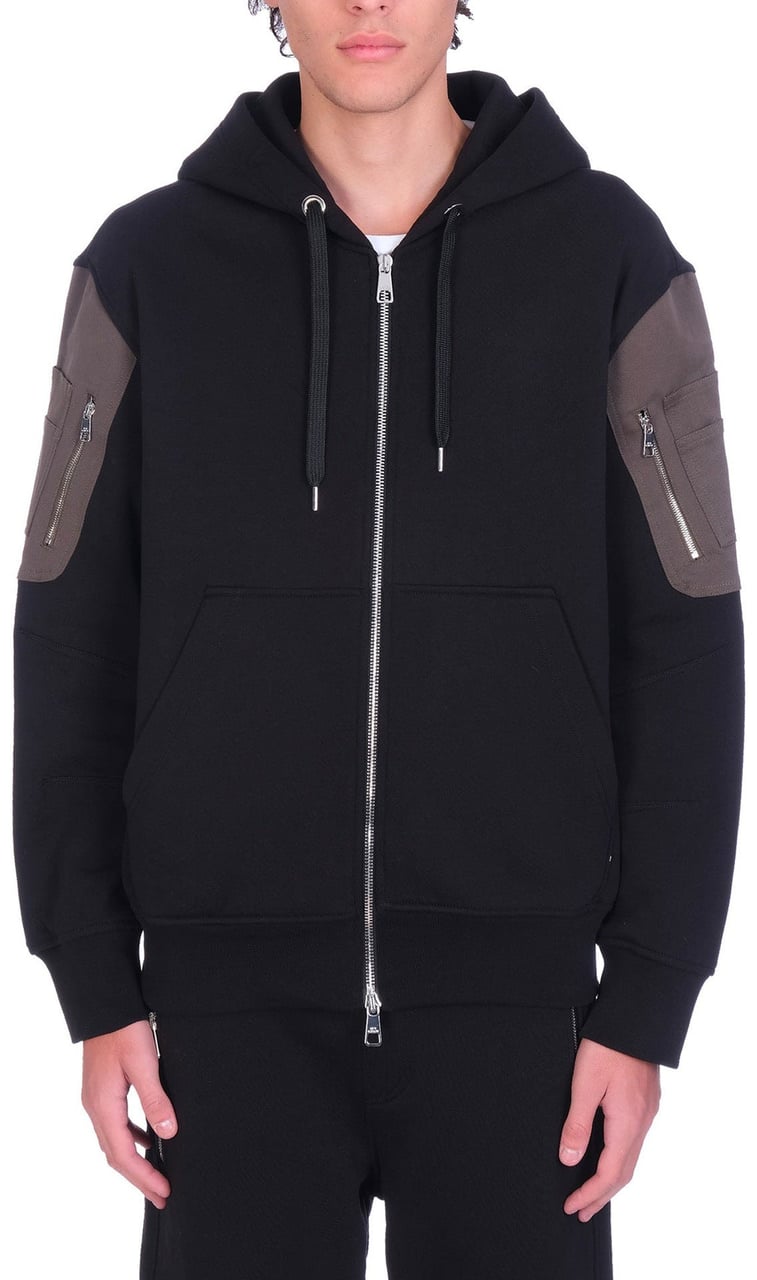 Neil Barrett Cotton Logo Hooded Sweatshirt Zwart