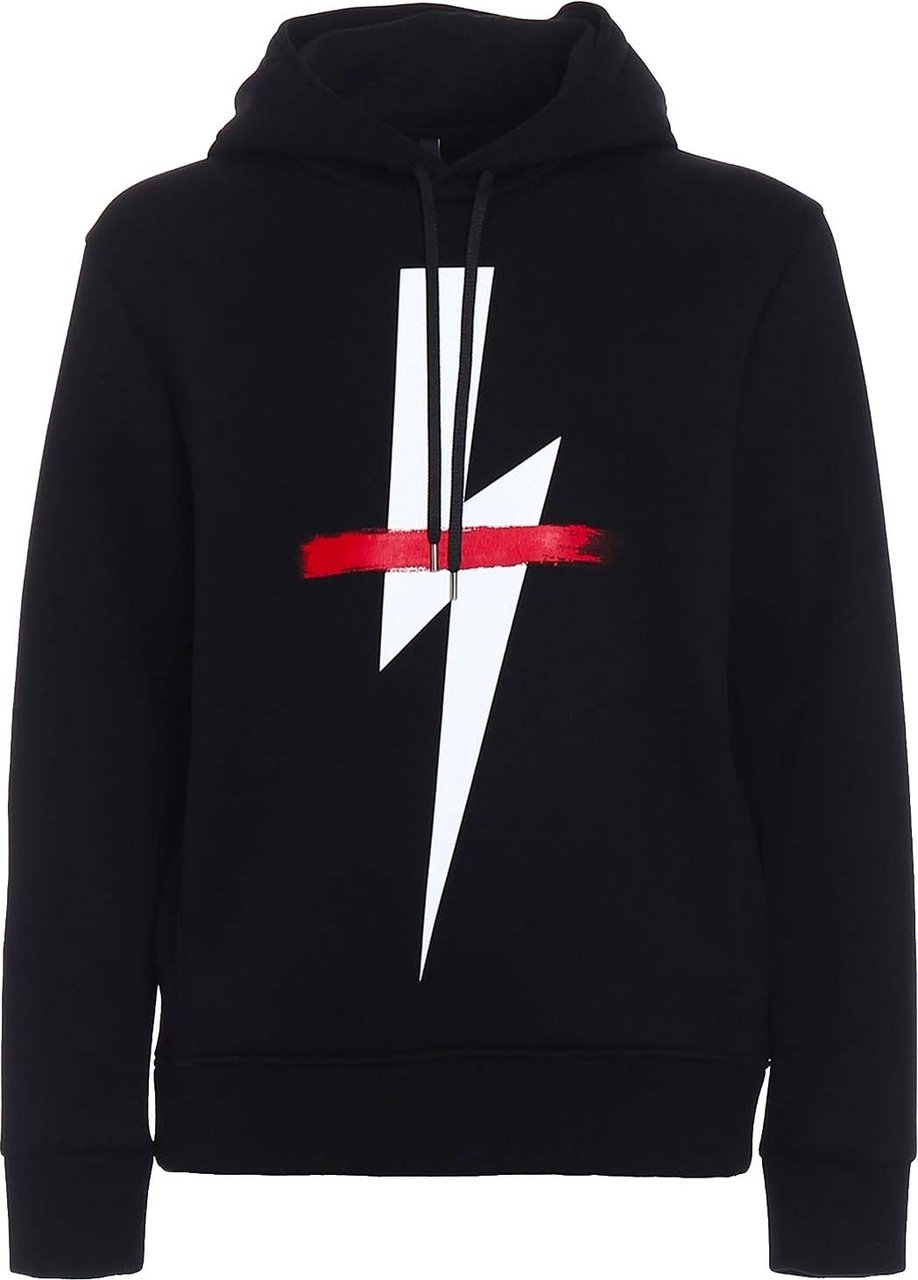 Neil Barrett Logo Hooded Sweatshirt Zwart