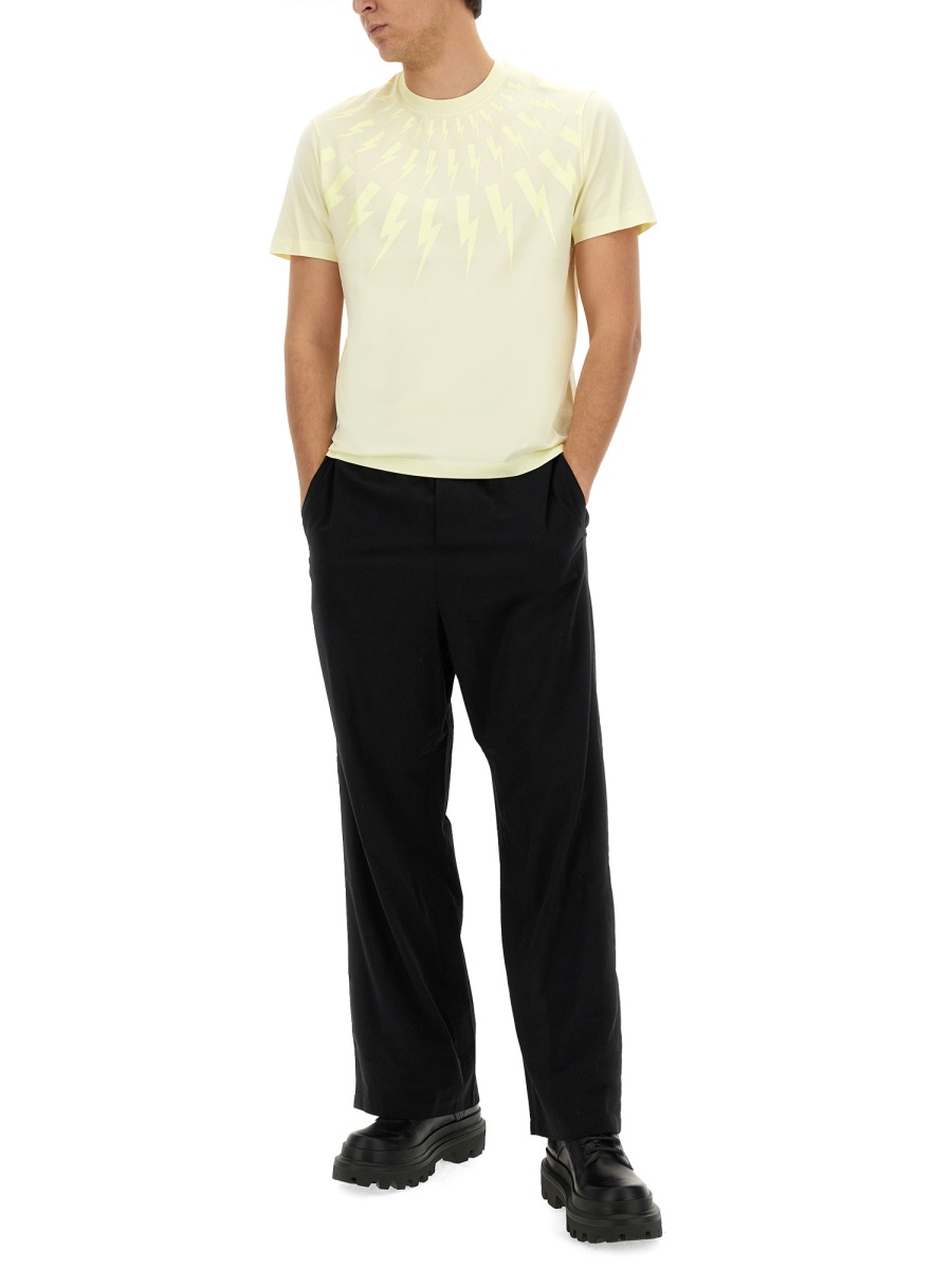 Neil Barrett "FAIRISLE THUNDERBOLT" T-SHIRT Beige