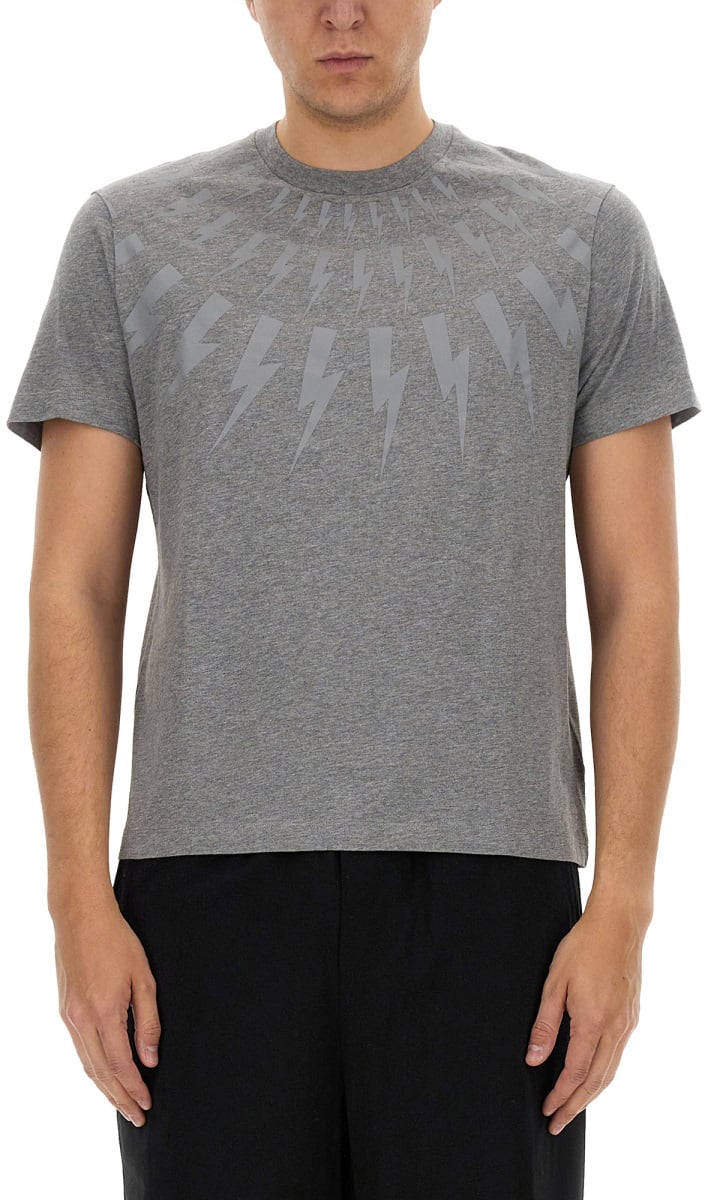 Neil Barrett "FAIRISLE THUNDERBOLT" T-SHIRT Grijs