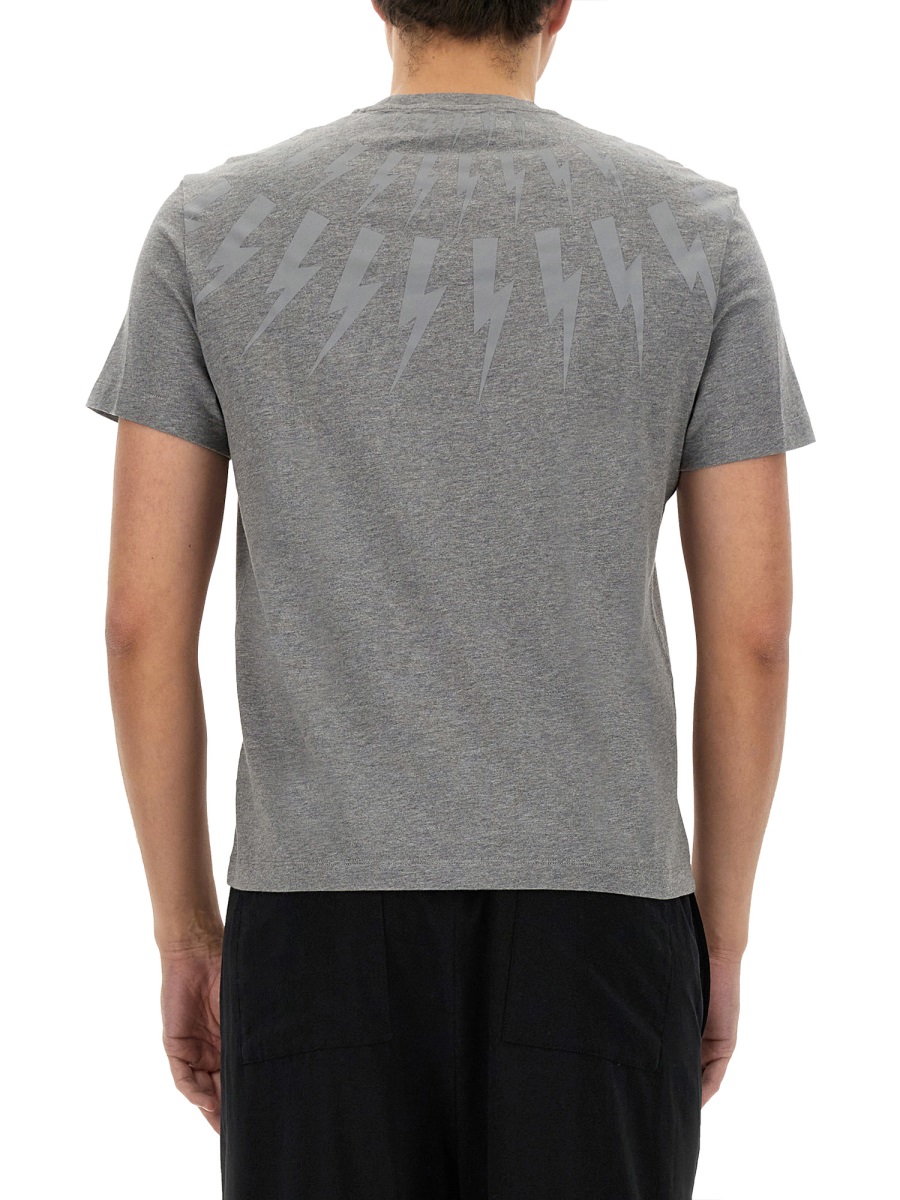 Neil Barrett "FAIRISLE THUNDERBOLT" T-SHIRT Grijs
