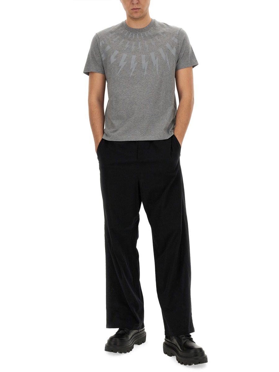 Neil Barrett "FAIRISLE THUNDERBOLT" T-SHIRT Grijs