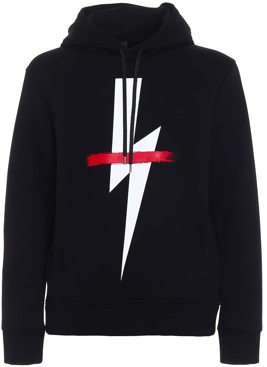 Neil Barrett Logo Hooded Sweatshirt Zwart