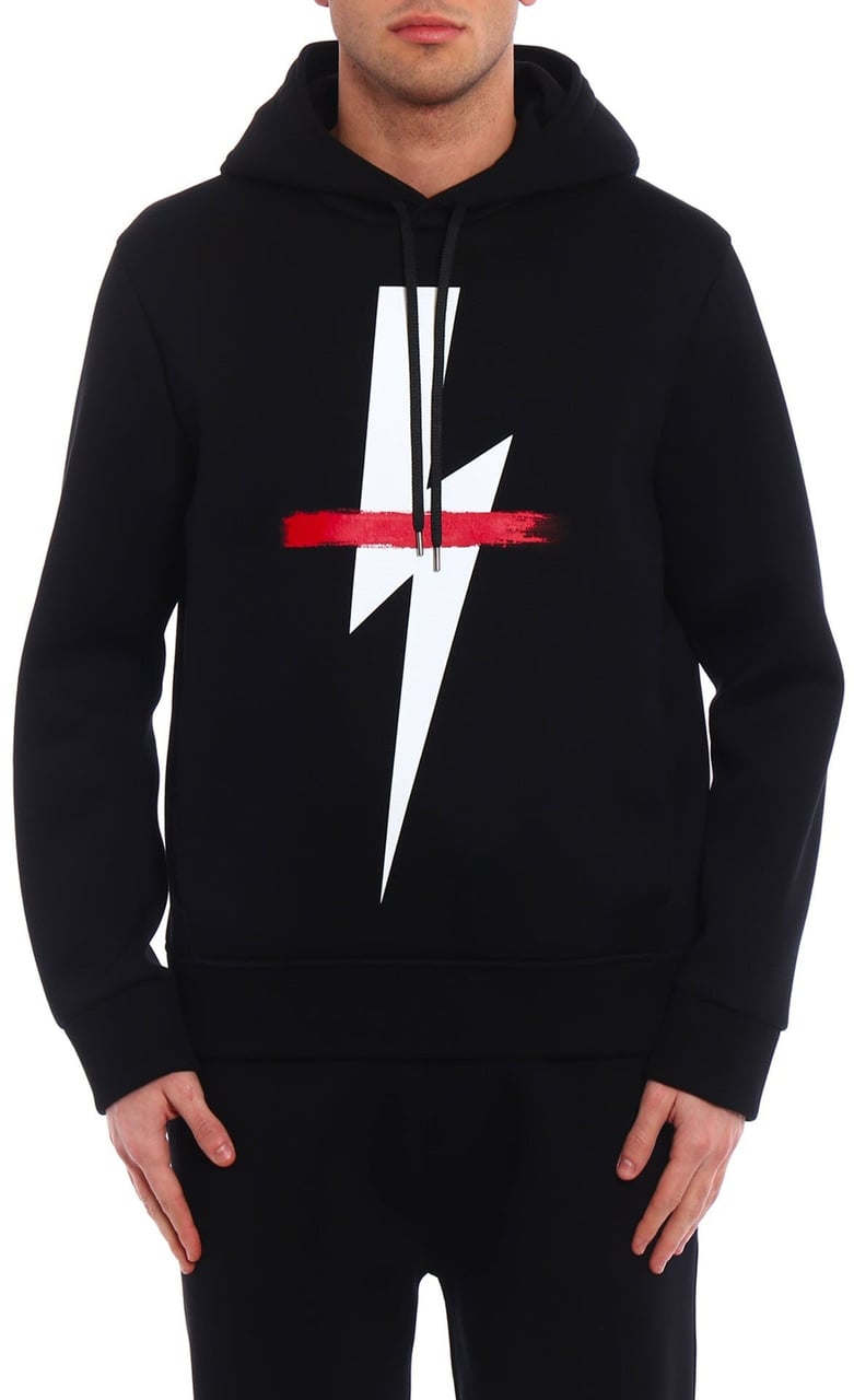 Neil Barrett Logo Hooded Sweatshirt Zwart
