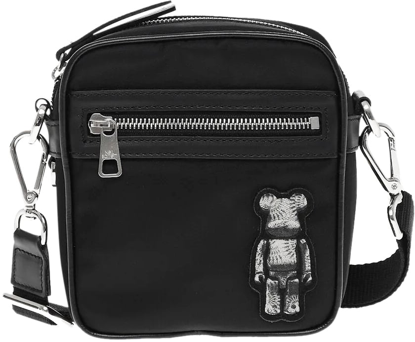Neil Barrett Bearbrick Logo Nylon Twill Crossboby Bag Zwart