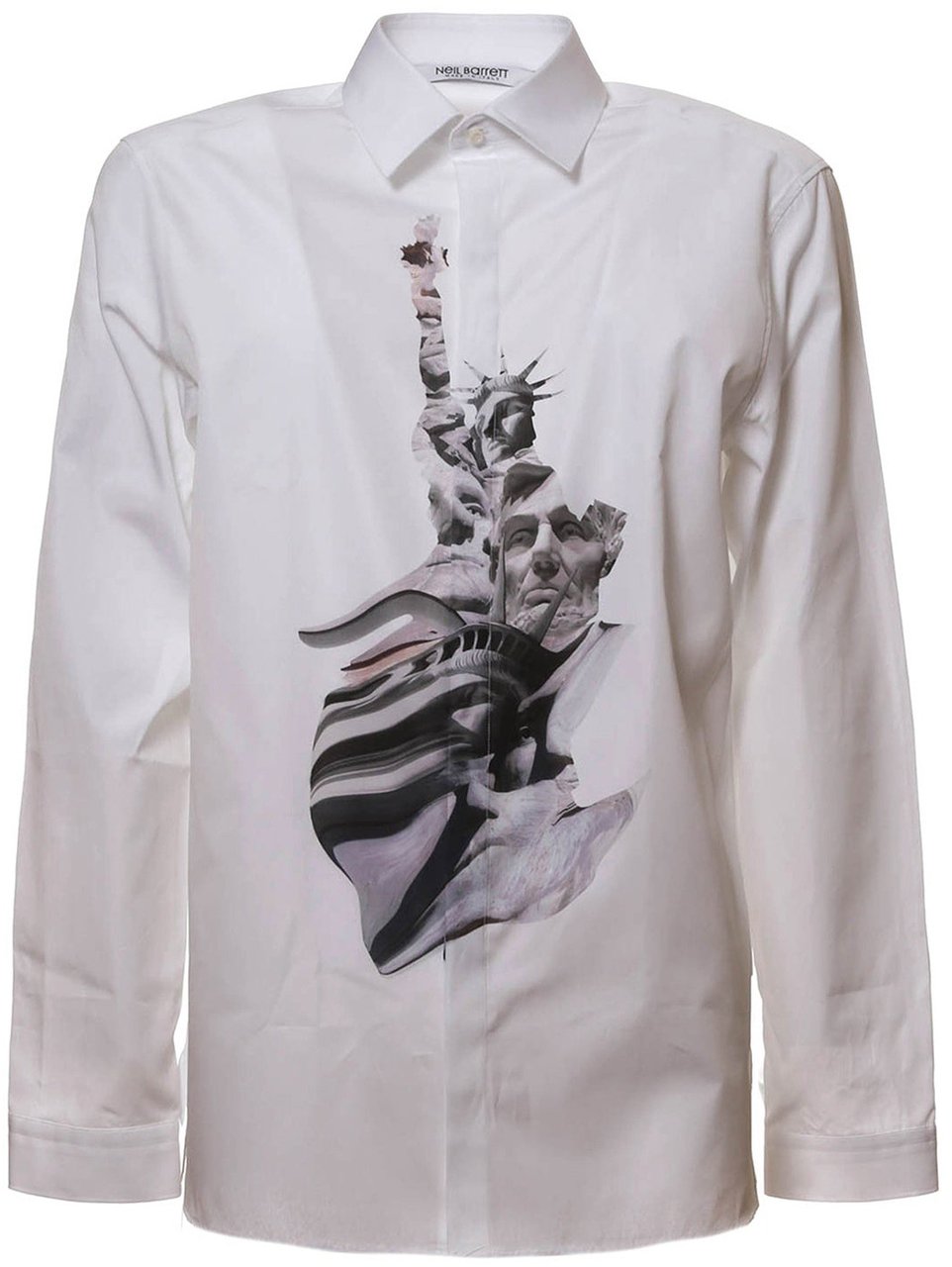 Neil Barrett Neil Barrett State Of Liberty Cotton Shirt Wit