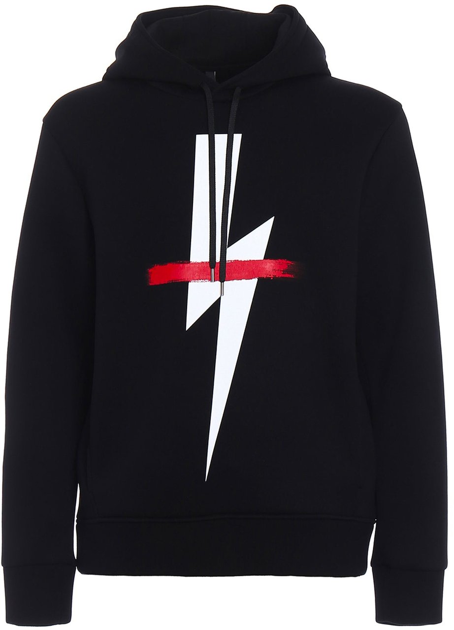 Neil Barrett Neil Barrett Logo Hooded Sweatshirt Zwart