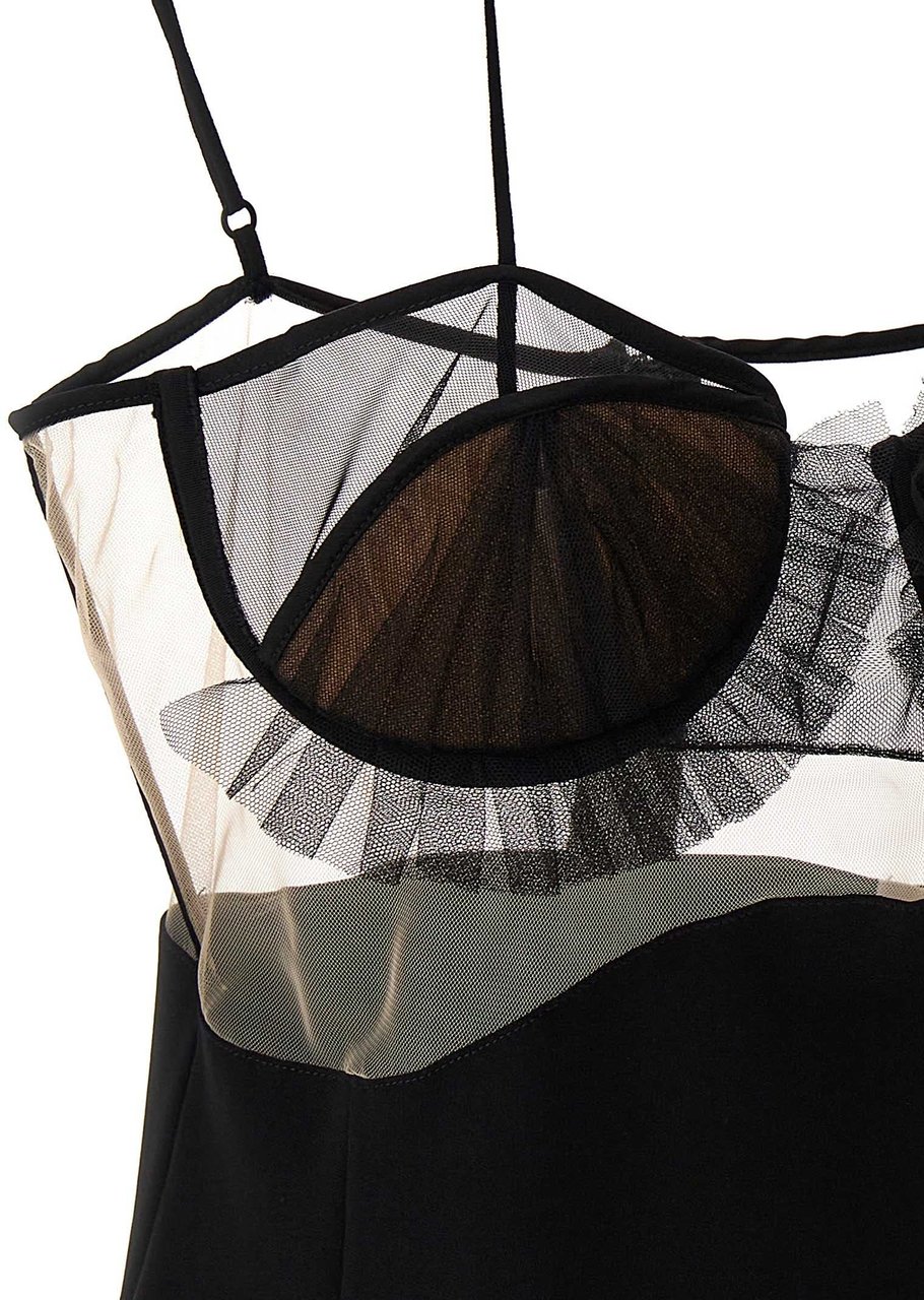Nensi Dojaka Black Viscose Short Dress Zwart