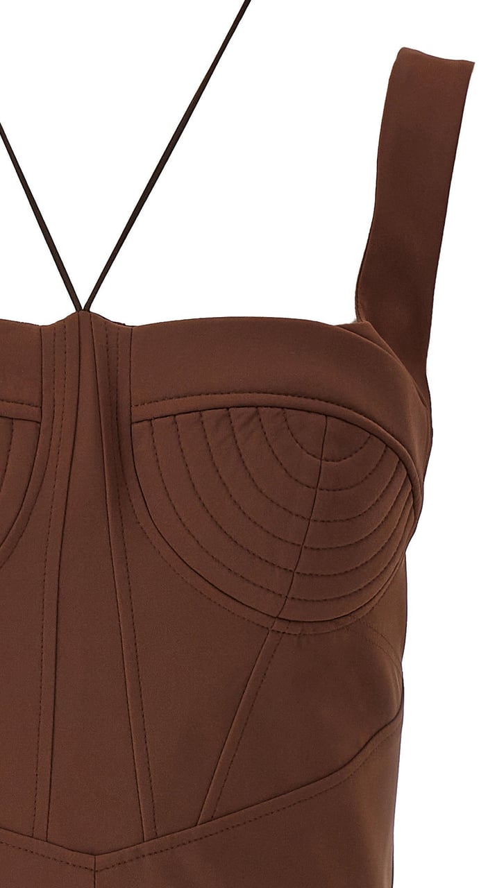 Nensi Dojaka Brown Polyamide Short Dress Bruin