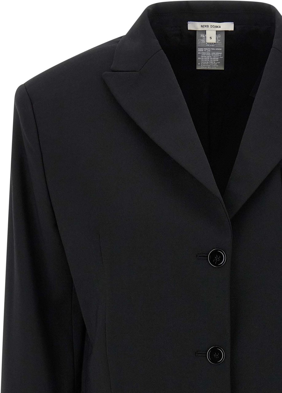 Nensi Dojaka Black Virgin Wool Blazer Zwart