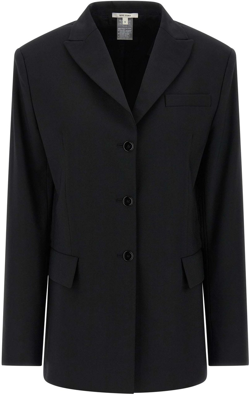 Nensi Dojaka Black Virgin Wool Blazer Zwart