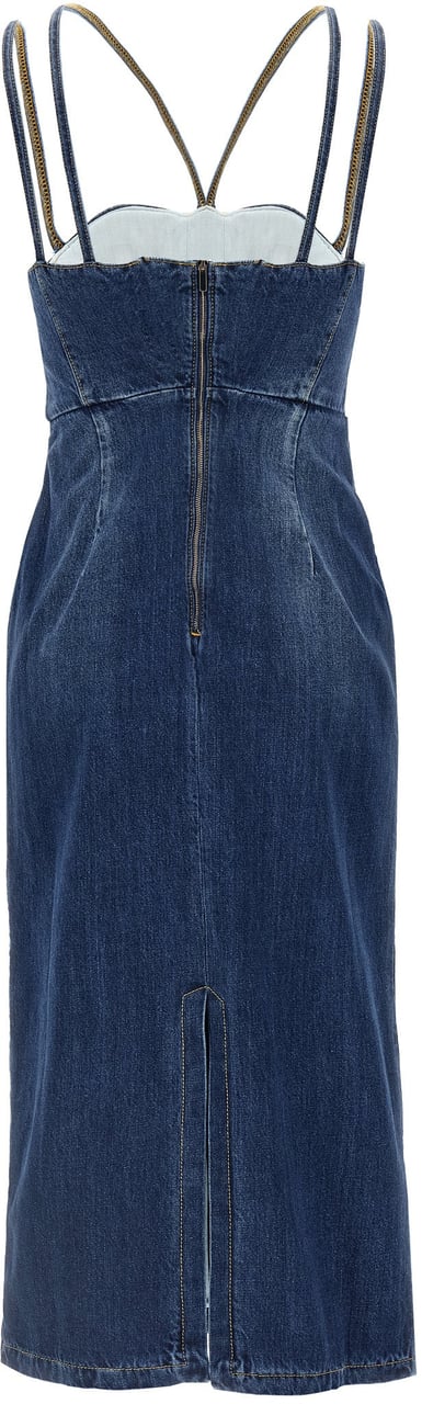 Nensi Dojaka Blue Cotton Midi Dress Blauw