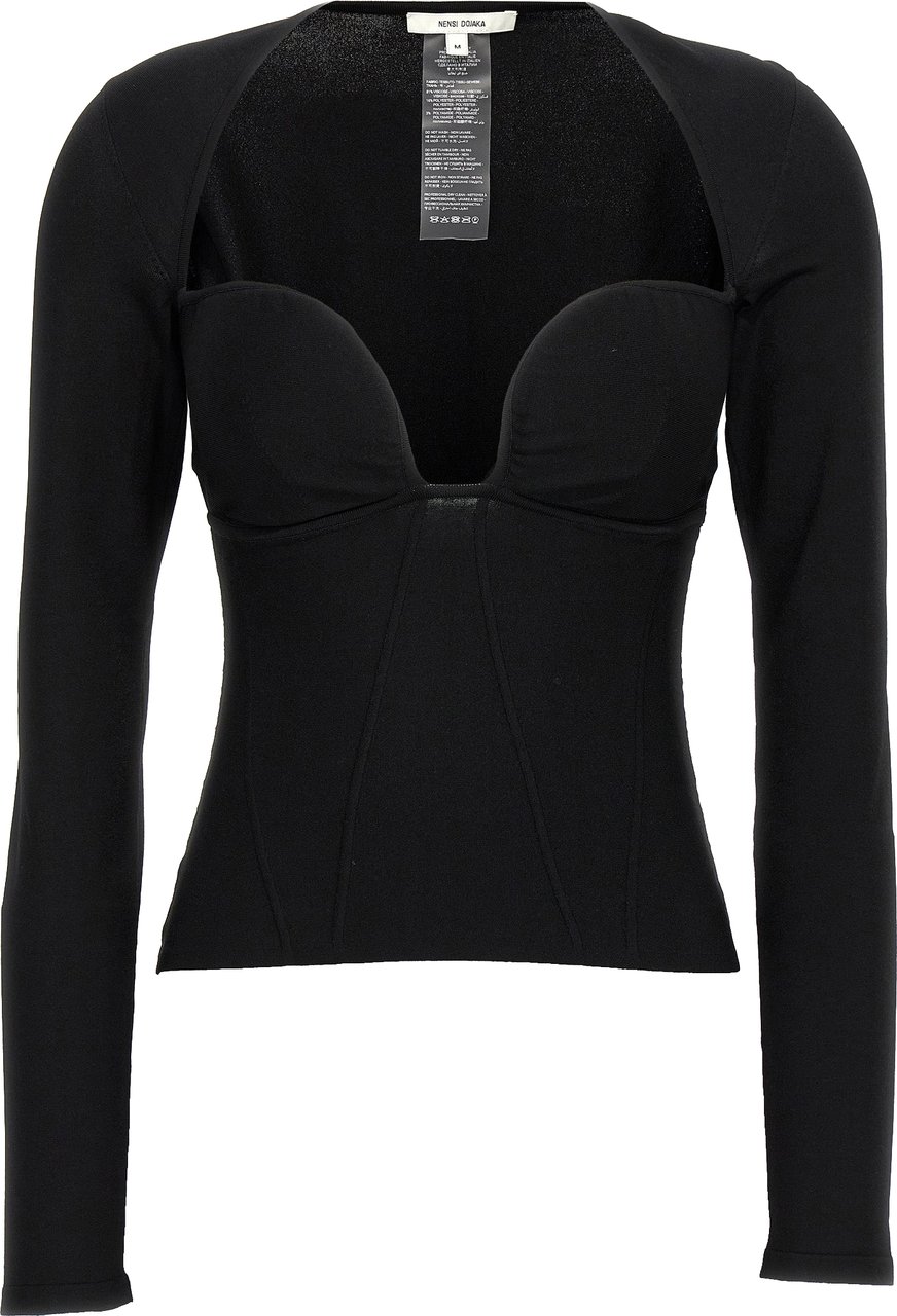 Nensi Dojaka Black Viscose Tank Tops Zwart