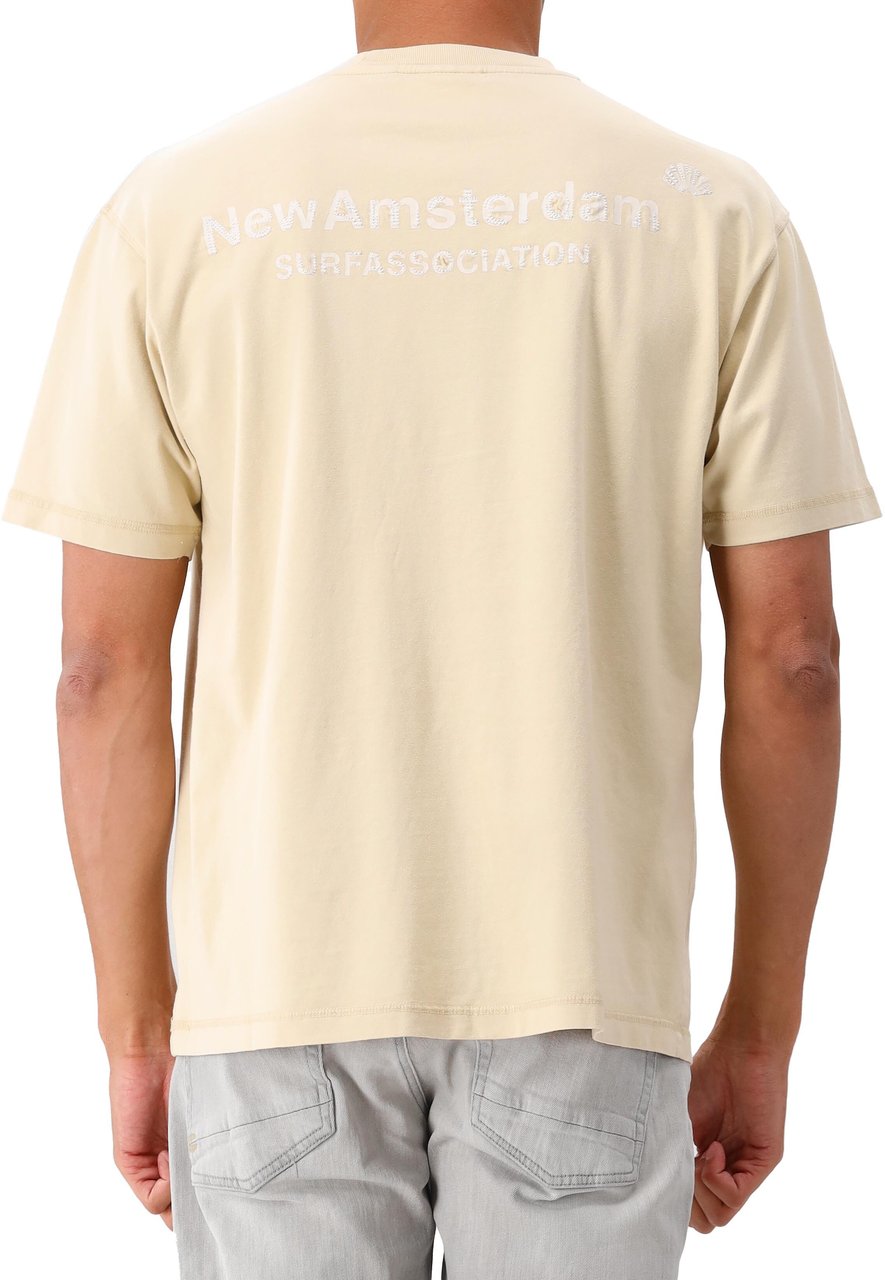 New Amsterdam Surf Association New Amsterdam T-shirt Beige Logo Tee Washed Embro Beige