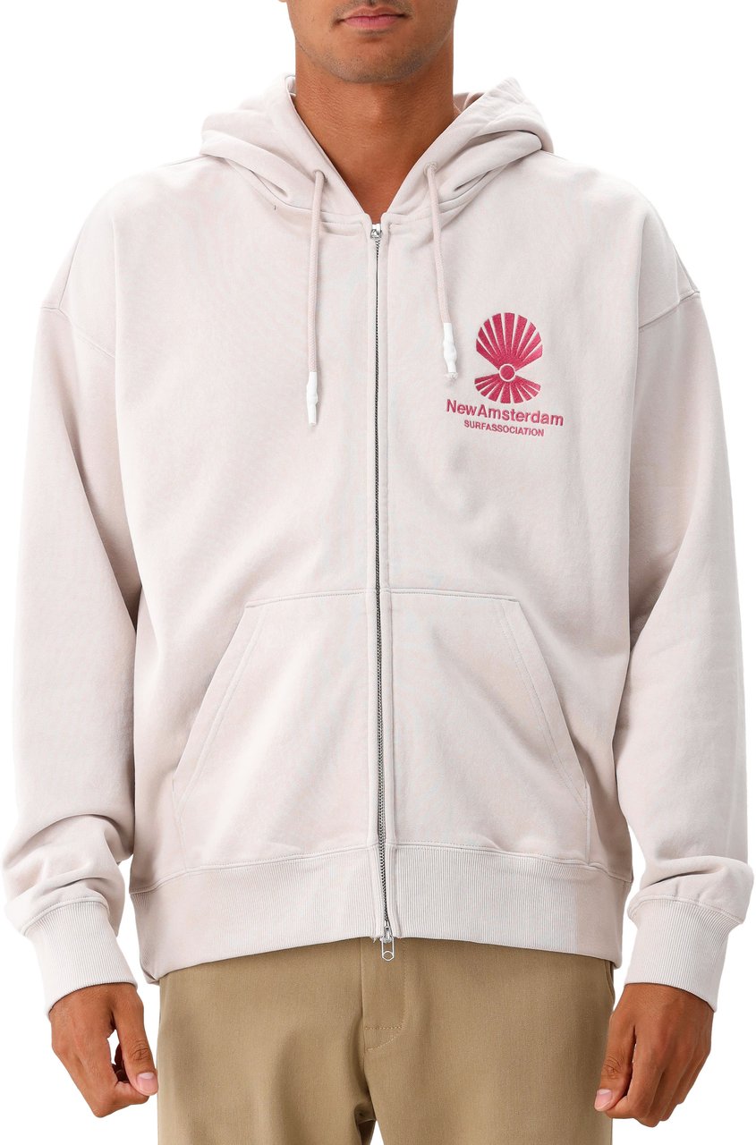 New Amsterdam Surf Association New Amsterdam Surf Association Vest Beige Logo Hoodie Zip Up Beige