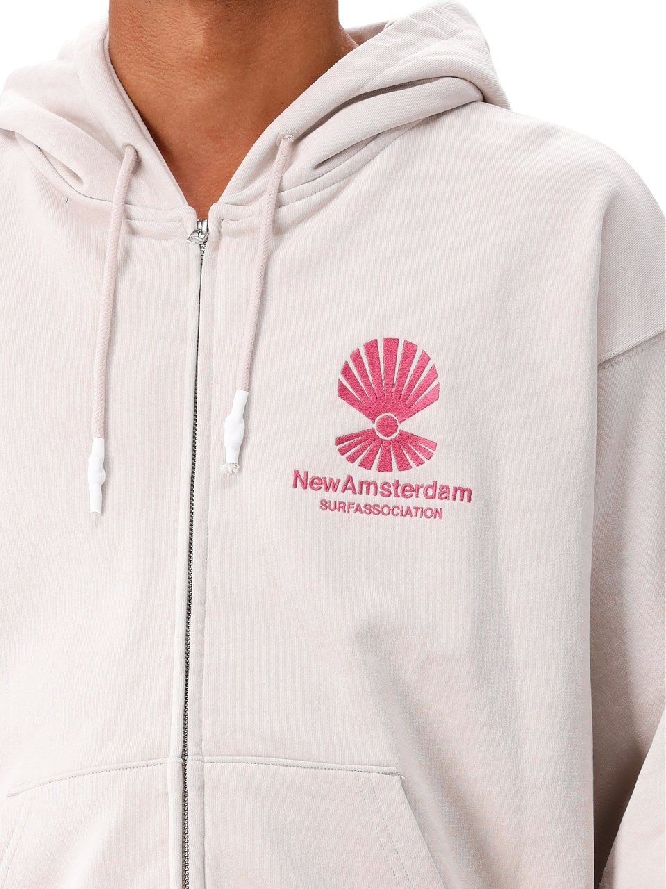 New Amsterdam Surf Association New Amsterdam Surf Association Vest Beige Logo Hoodie Zip Up Beige