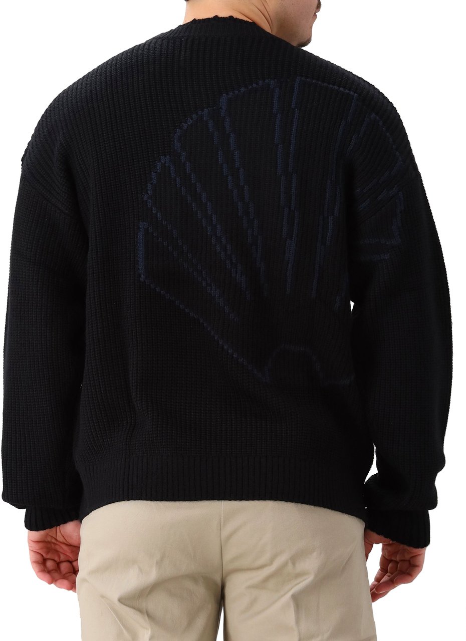 New Amsterdam Surf Association New Amsterdam Gebreide Trui Zwart Big Logo Crewneck Beige