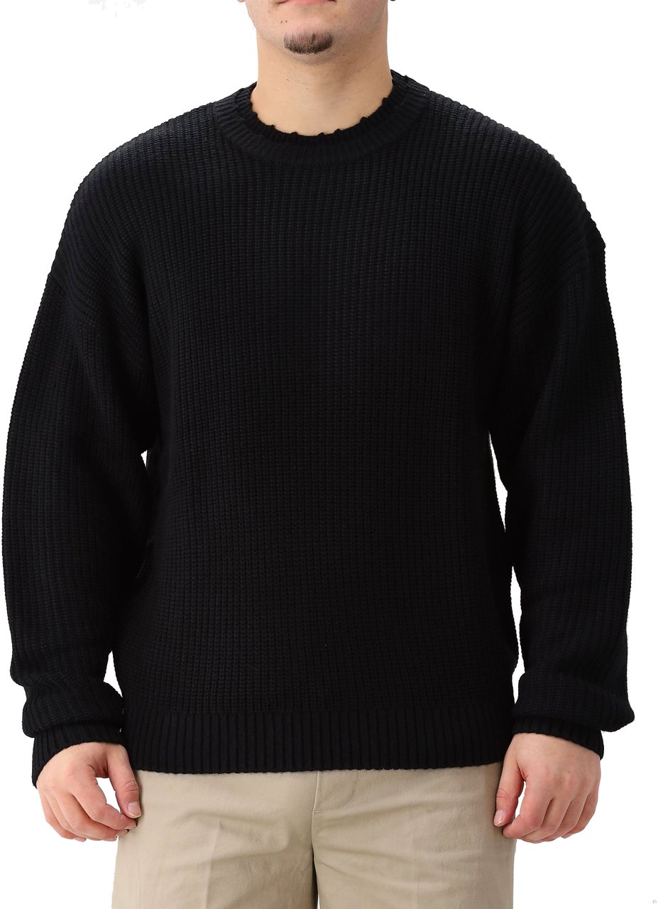 New Amsterdam Surf Association New Amsterdam Gebreide Trui Zwart Big Logo Crewneck Beige