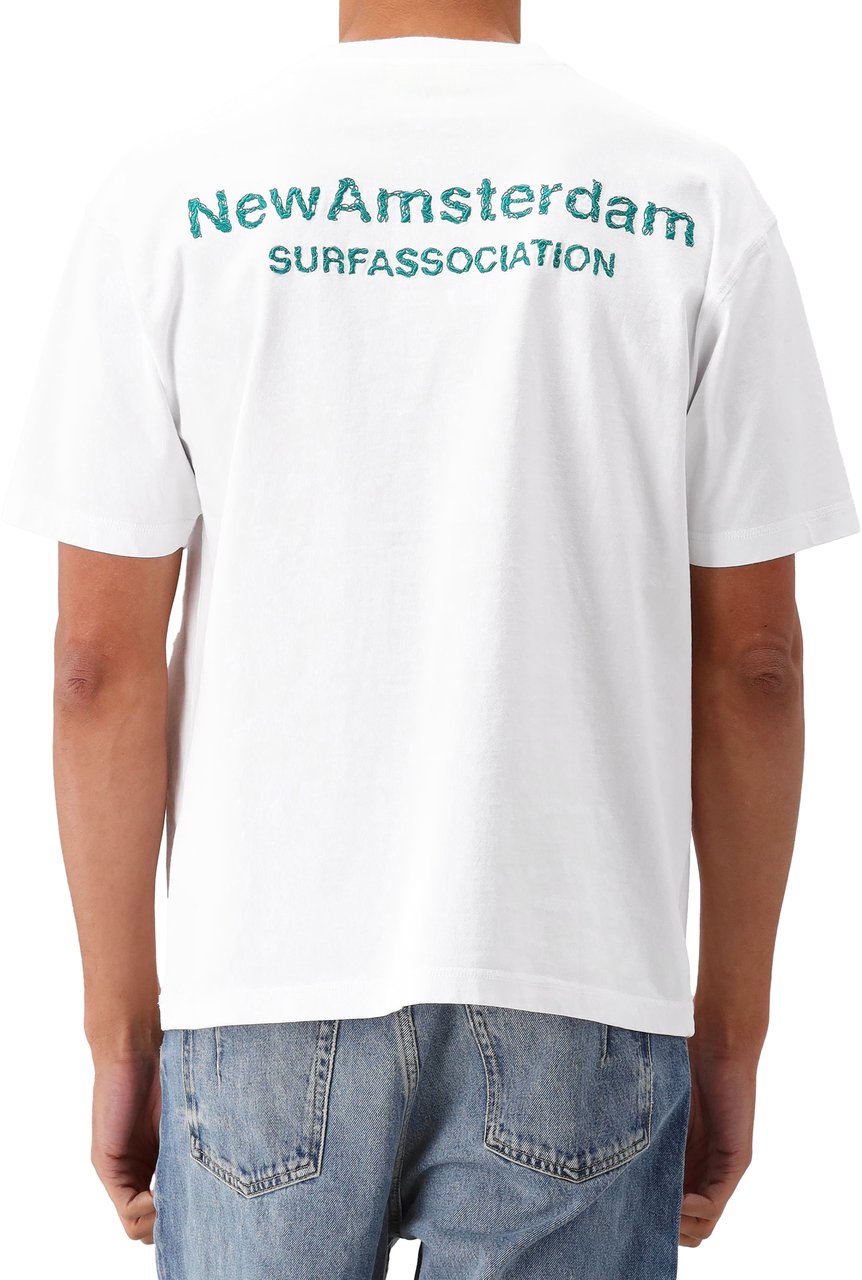 New Amsterdam Surf Association New Amsterdam T-Shirt Wit Logo Tee White Sea Green Wit