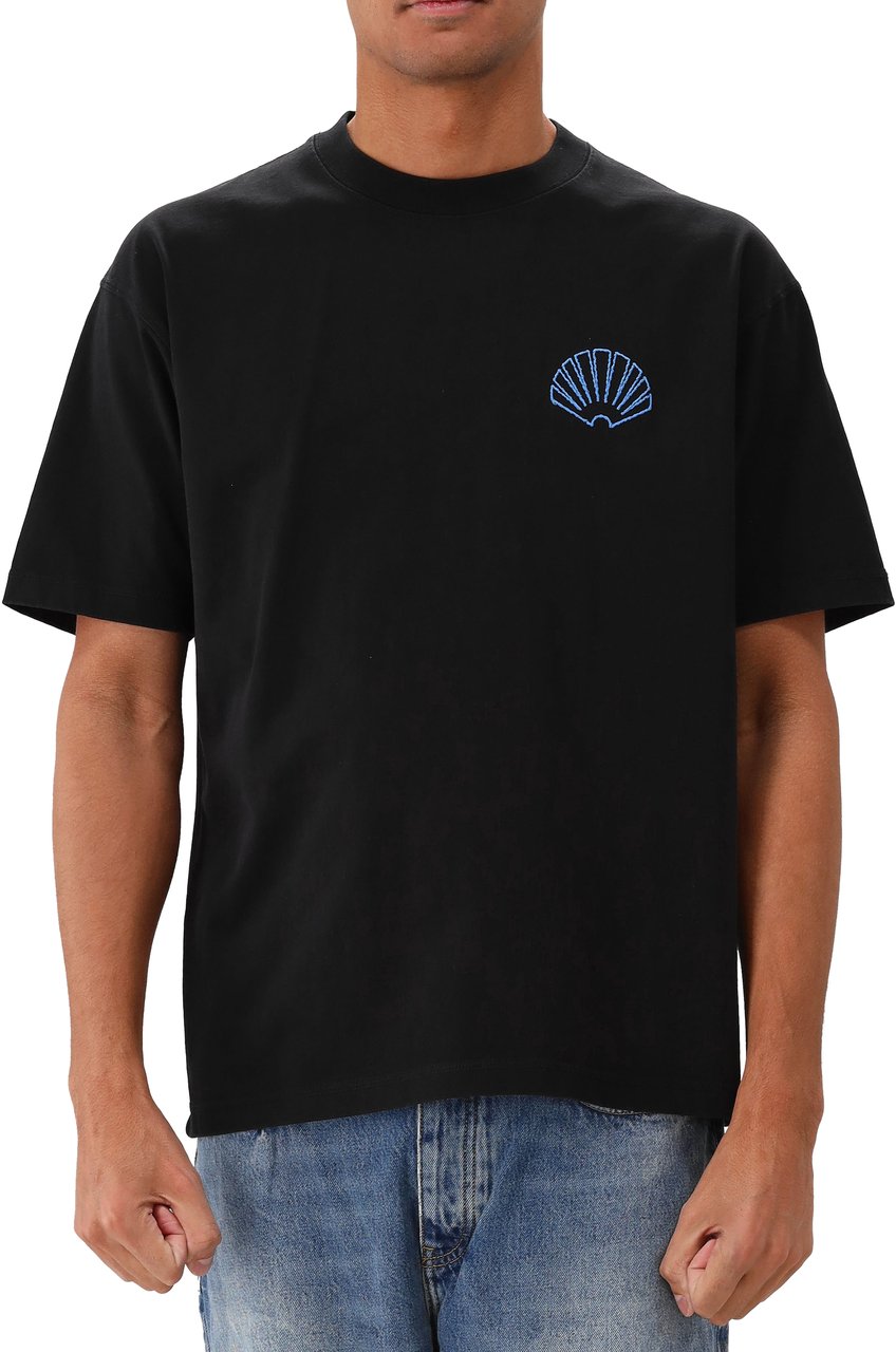 New Amsterdam Surf Association New Amsterdam T-Shirt Zwart Logo Tee Black Acid Blue Zwart