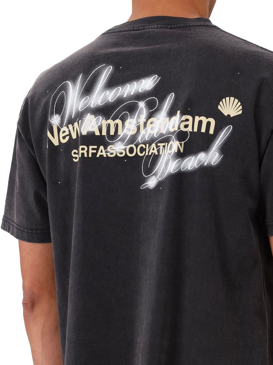 New Amsterdam Surf Association New Amsterdam T-Shirt Zwart Welcome To Palmbeach Tee Antracite Zwart