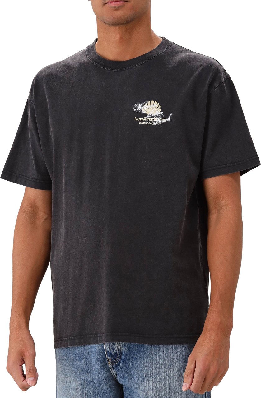 New Amsterdam Surf Association New Amsterdam T-Shirt Zwart Welcome To Palmbeach Tee Antracite Zwart
