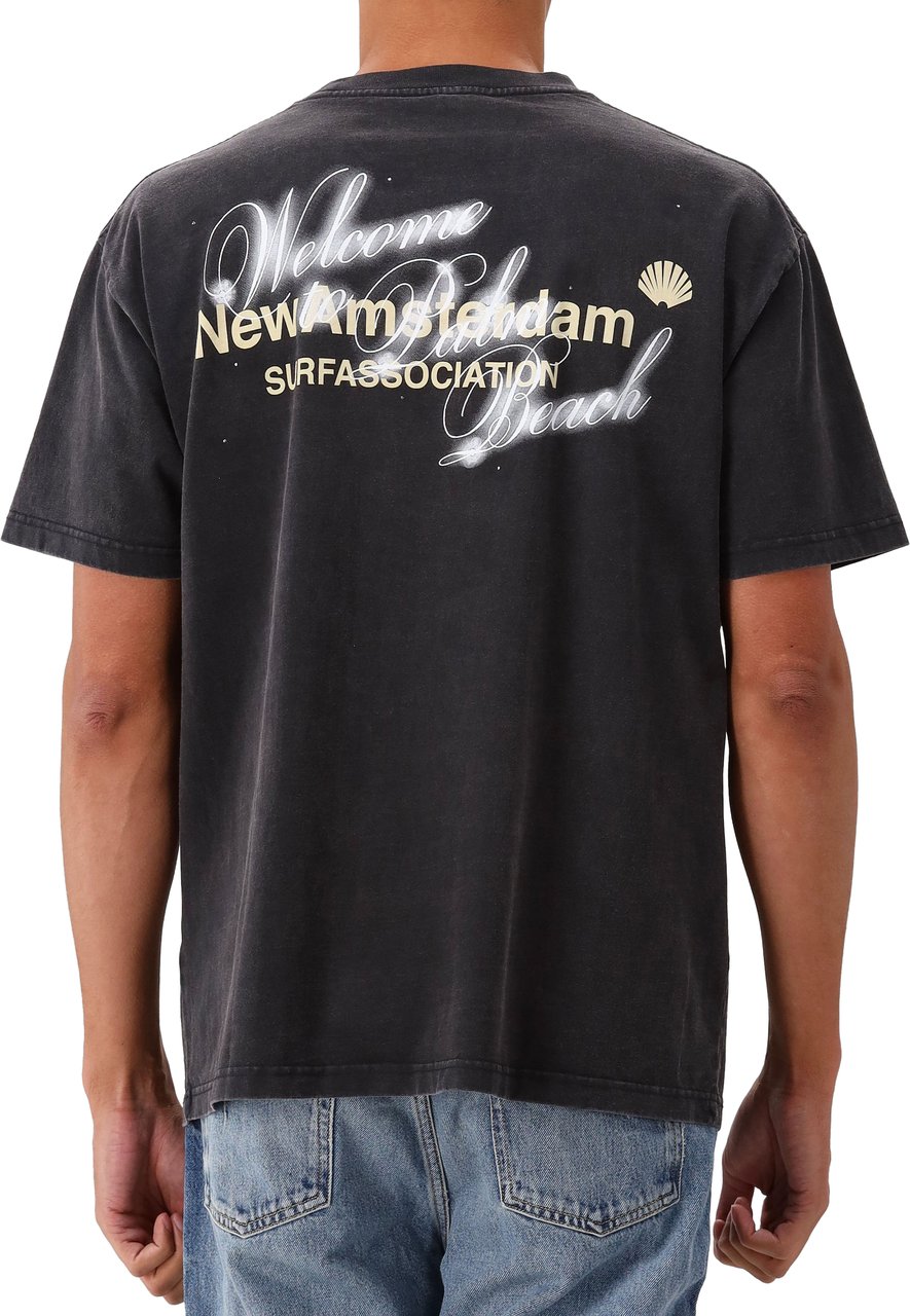 New Amsterdam Surf Association New Amsterdam T-Shirt Zwart Welcome To Palmbeach Tee Antracite Zwart