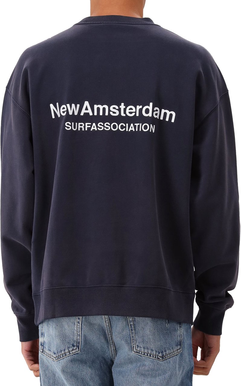 New Amsterdam Surf Association New Amsterdam Sweater Blauw Logo Crewneck Blauw