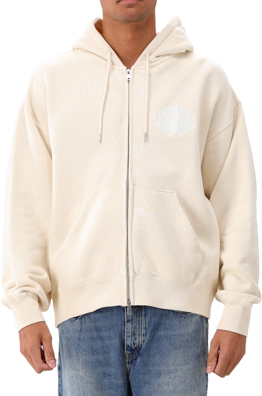 New Amsterdam Surf Association New Amsterdam Hoodie Ecru Wit Logo Zip Beige