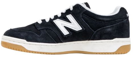 New Balance Black And White Leather Athletic Sneakers Zwart