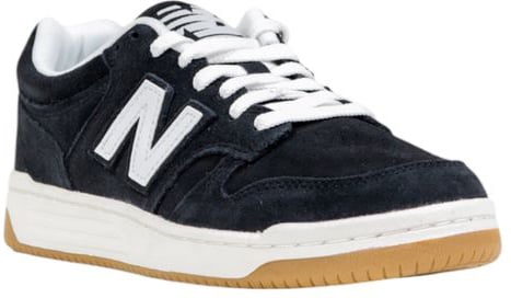 New Balance Black And White Leather Athletic Sneakers Zwart