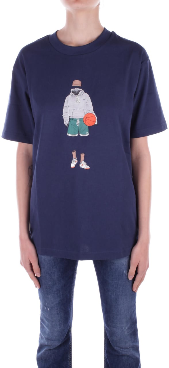 New Balance T-Shirts And Polos Blue Blauw