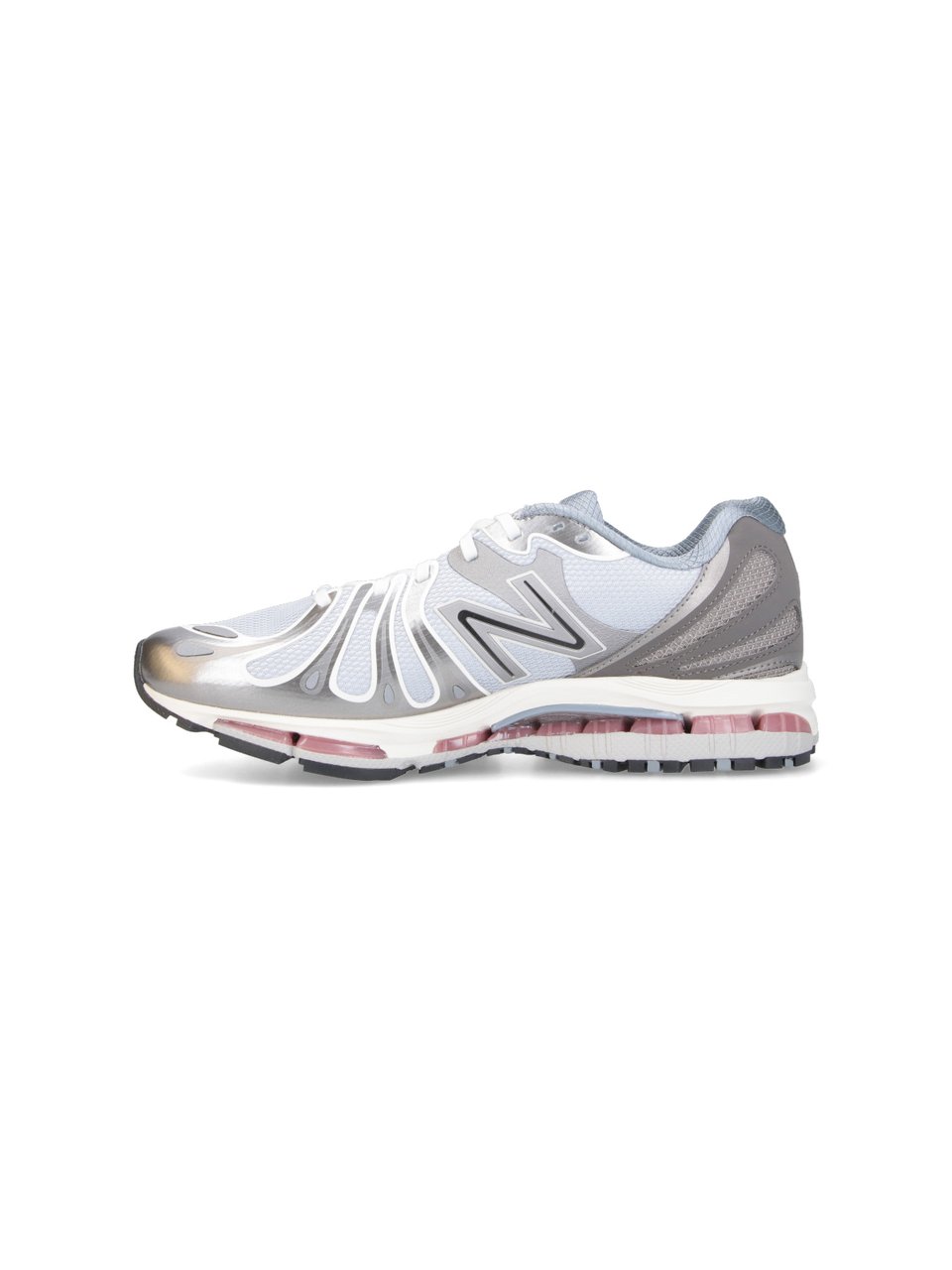 New Balance White Mesh Synthetic Performance Sneakers Zilver