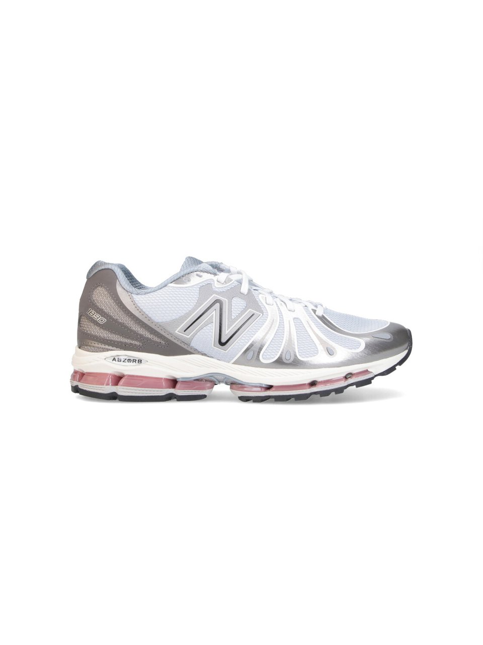 New Balance White Mesh Synthetic Performance Sneakers Zilver