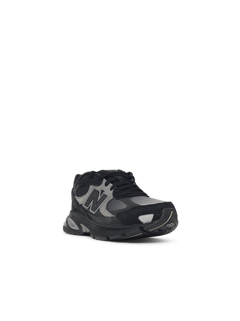 New Balance Black Mesh Blend Sneakers With Suede Inserts And Padded Collar Zwart