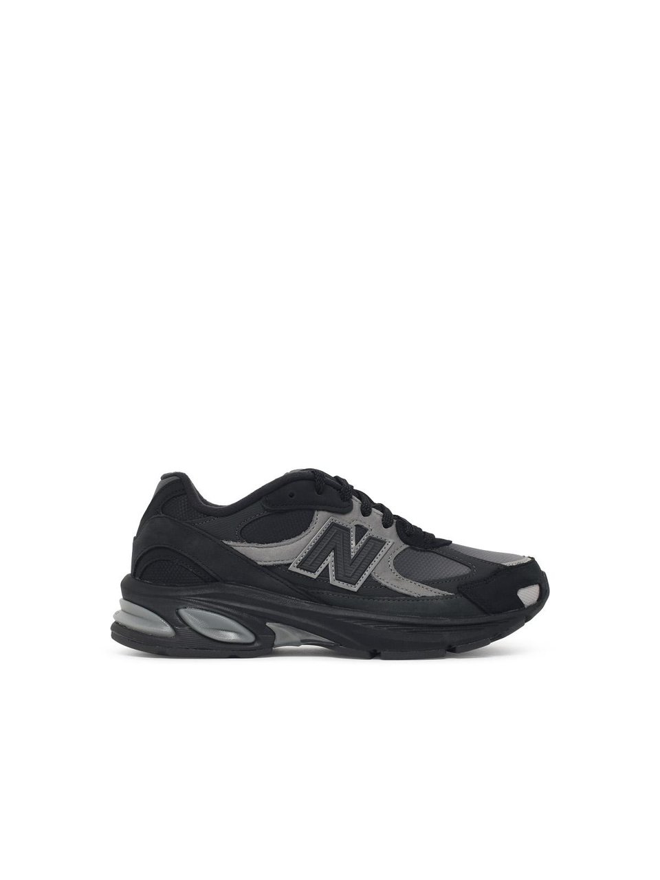 New Balance Black Mesh Blend Sneakers With Suede Inserts And Padded Collar Zwart