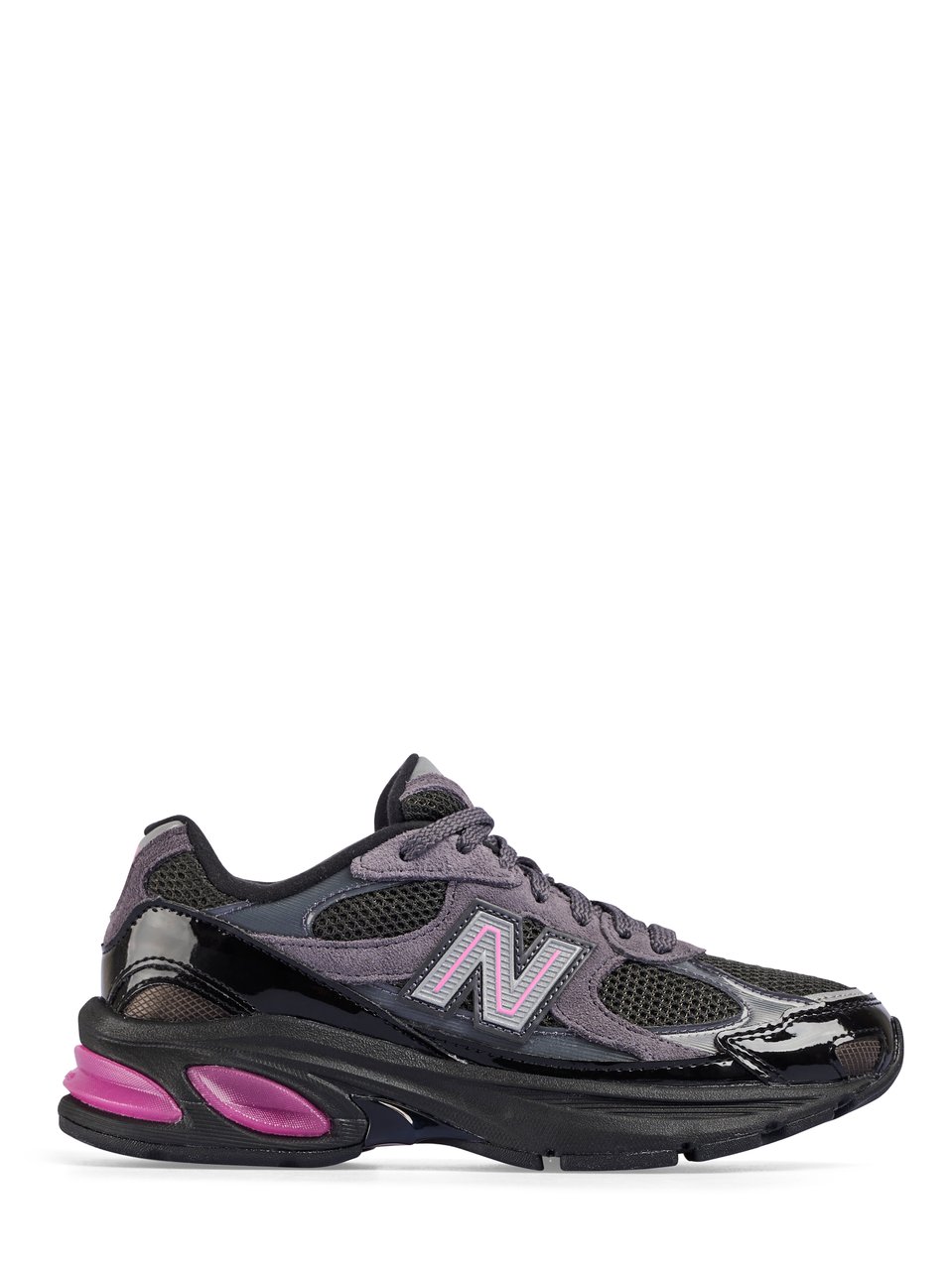 New Balance Sport-Infused Sneakers with Glossy Synthetic Overlays Zwart
