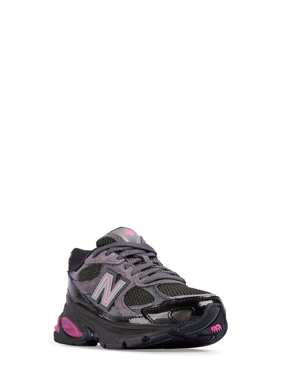 New Balance Sport-Infused Sneakers with Glossy Synthetic Overlays Zwart