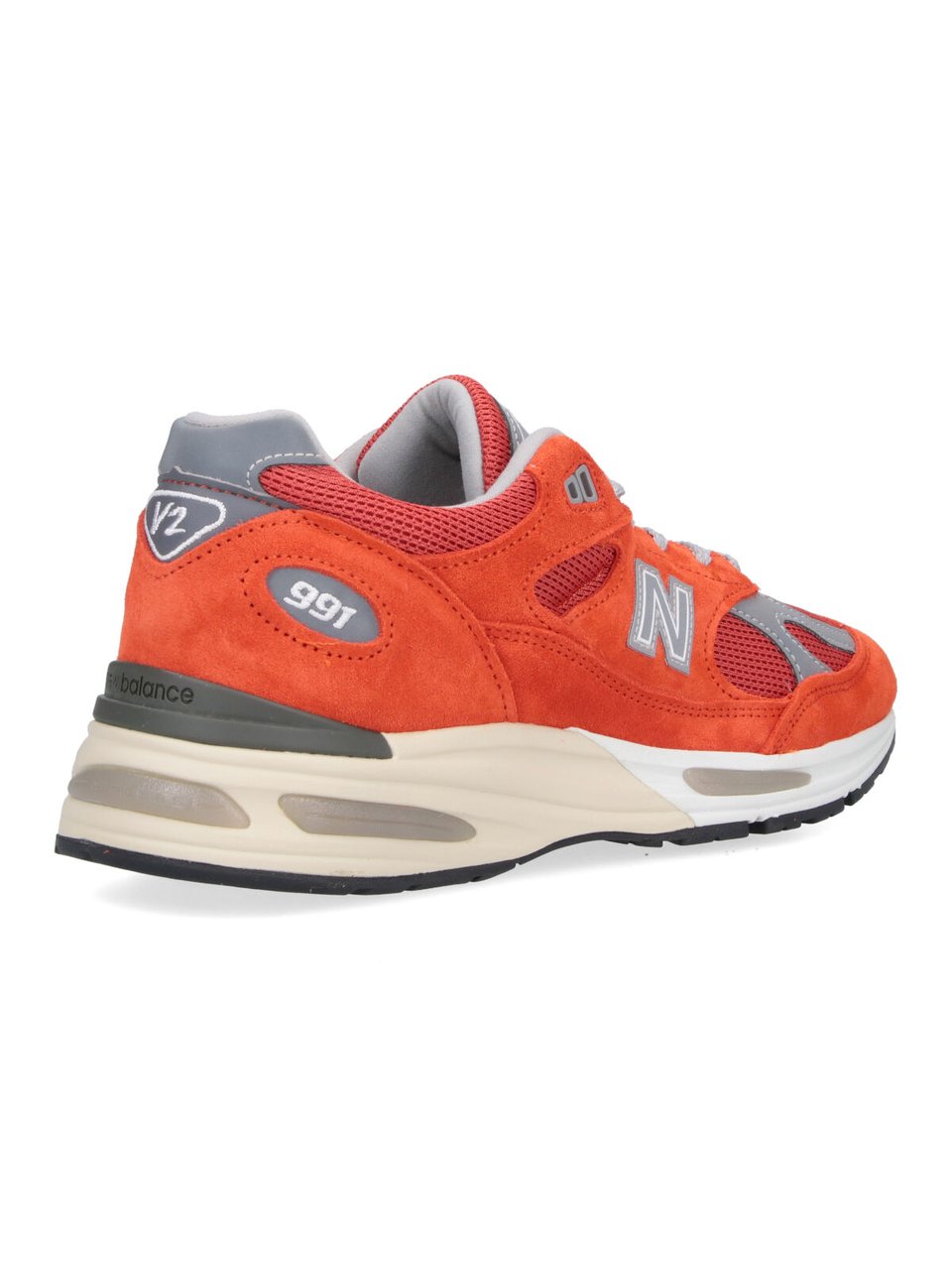 New Balance Orange Suede Mesh Grey Accent Sneakers Oranje
