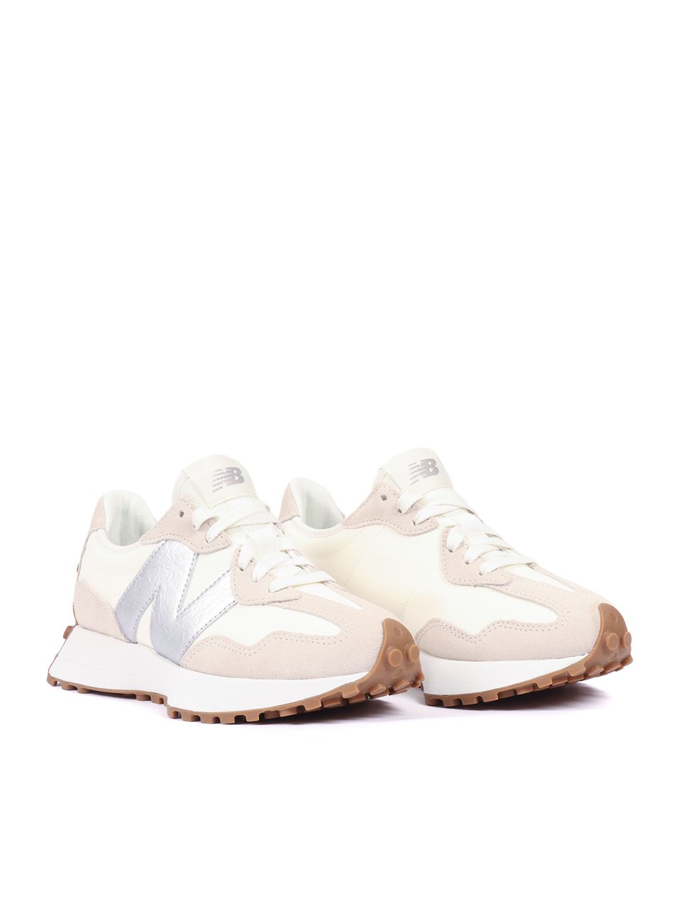 New Balance Angora Silver Metallic Suede Sneakers Neutraal