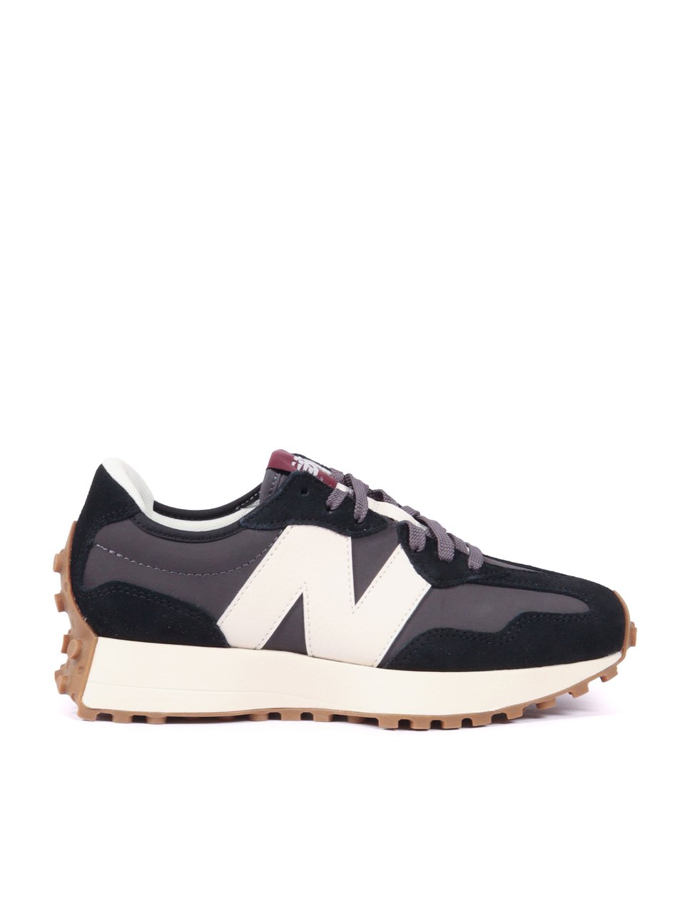 New Balance Black Suede Leather Contrast Sneakers Zwart