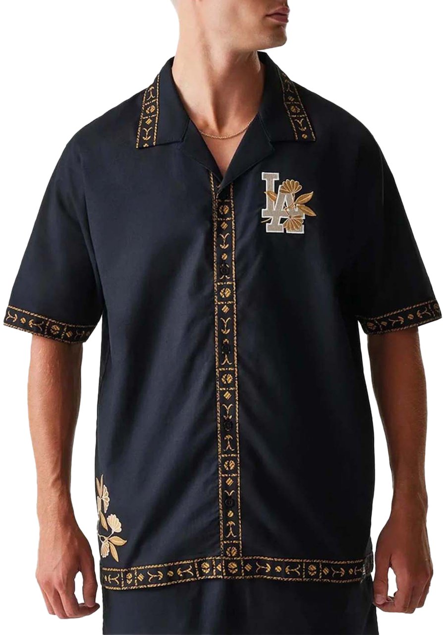 New Era La dodgers Taping Shirt Black Blauw