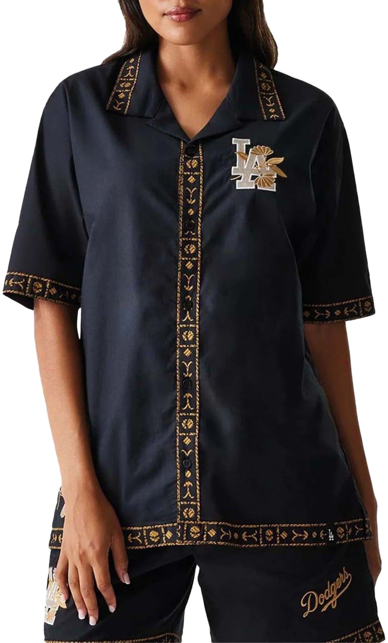 New Era La dodgers Taping Shirt Black Blauw