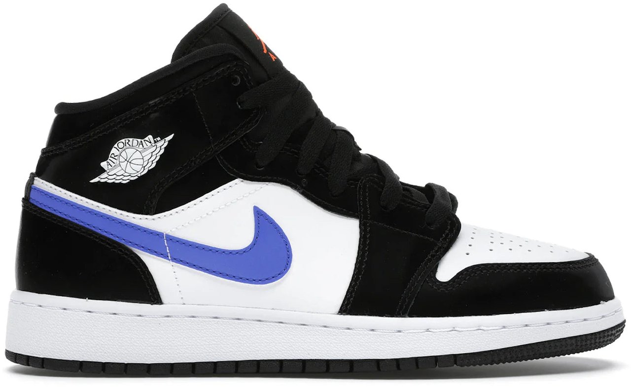Nike Jordan 1 Mid Black Racer Blue White (GS) Zwart