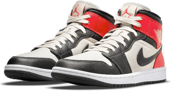 Nike Jordan 1 Mid Newsprint Light Orewood Brown Rood