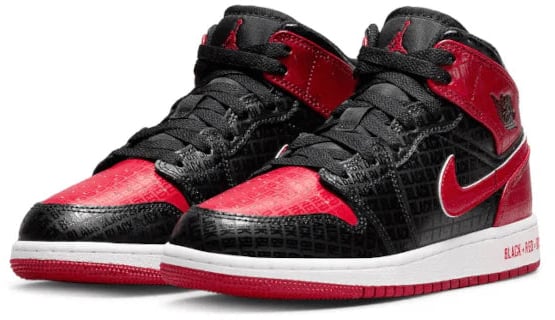 Nike Jordan 1 Mid Bred Text GS Rood