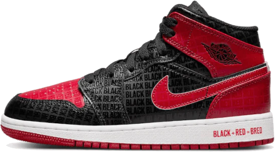 Nike Jordan 1 Mid Bred Text GS Rood